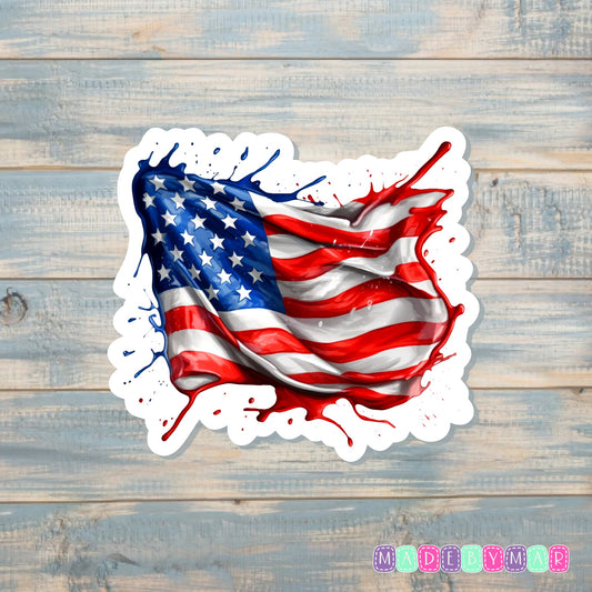 American Flag Watercolor |Sticker or Magnet | Country Pride