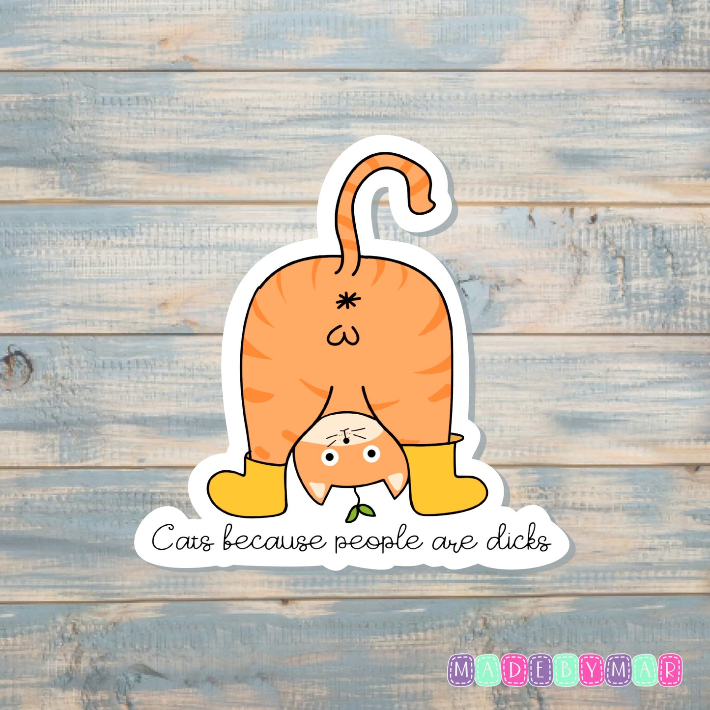 Cats Because People are Dicks | Sticker or Magnet | Cat Mom | Sarcastic Animal Joke