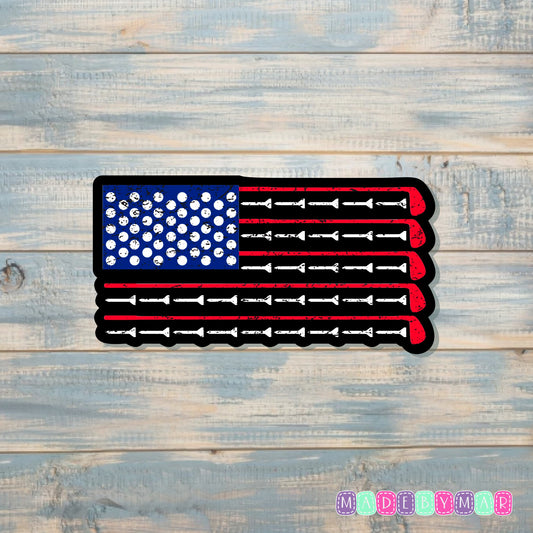 USA Flag Golf Clubs |Sticker or Magnet | Golf Humor