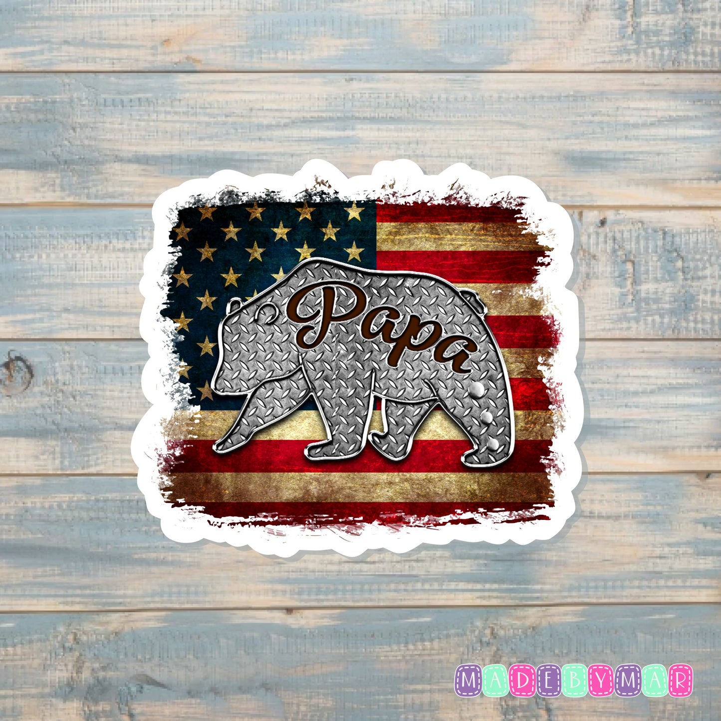 Papa Bear American Flag |Sticker or Magnet | Father's Day