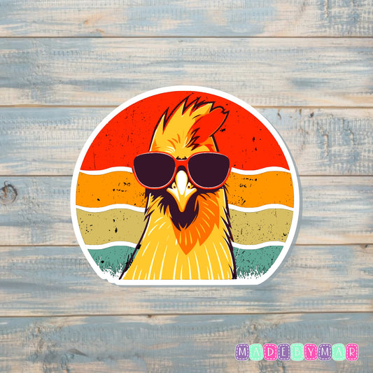 Vintage Rooster| Sticker or Magnet | Retro Animal Sunglasses