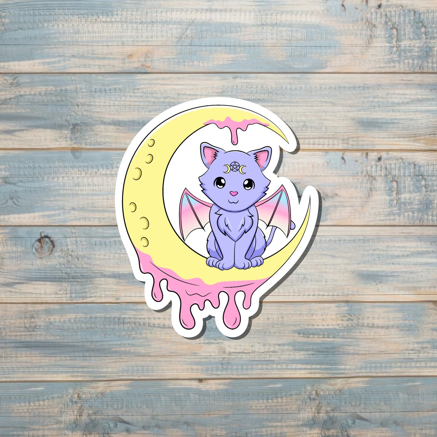 Kawaii Bat Sticker | Cute Creepy Pastel Goth |Vinyl Sticker or Magnet |Boho Fun |Refrigerator Fridge Car |Fantasy Mythical Creature |Gift for Girl |Pastel Colors |Sticker or Magnet