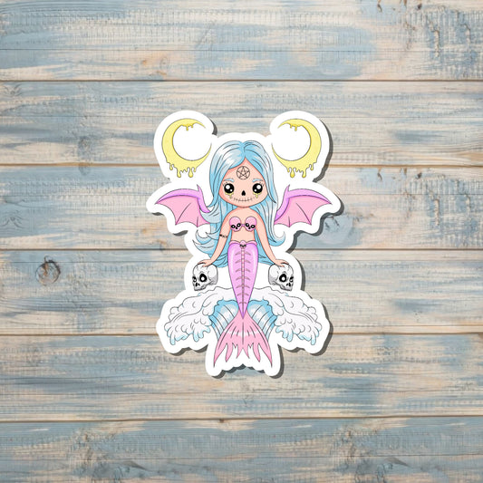 Kawaii Mermaid Sticker, Pastel Pink |Sticker or Magnet