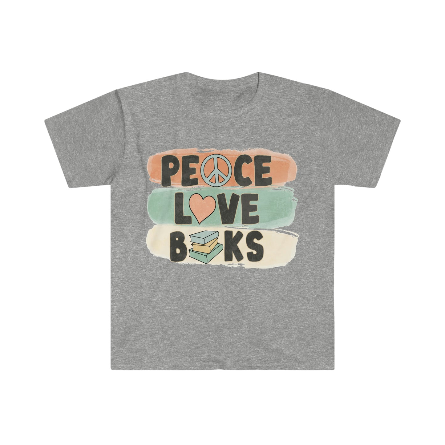 Books T-Shirt, Unisex Softstyle T-Shirt, Peace Love Books