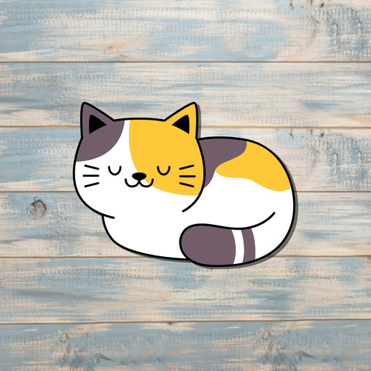 Happy Kitty, Die Cut Vinyl Sticker, , Boho Fun, Water Resistant, Cat |Sticker or Magnet