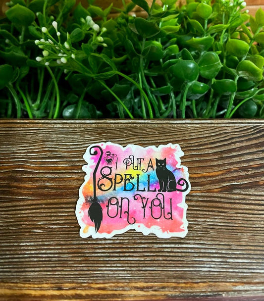 I Put A Spell on You, Die Cut Vinyl Sticker, Boho Fun, Water Resistant, Halloween Witch Spooky |Sticker or Magnet