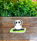 Panda Bear Stretching, Die Cut Vinyl Sticker, Boho Fun, Water Resistant, Yoga Mat, Namaste Meditation |Sticker or Magnet