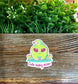 Cute Baby Alien, Die Cut Vinyl Sticker, Boho Fun, Water Resistant, Nasa Green UFO |Sticker or Magnet