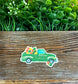 Farm Truck W Fruit, Die Cut Vinyl Sticker, Boho Fun, Water Resistant, Fall Season Green, Envelope Seal |Sticker or Magnet