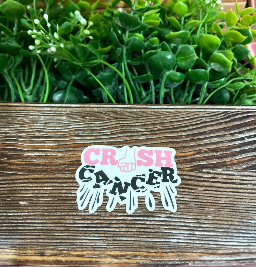 Crush Breast Cancer, Die Cut Vinyl Sticker, Water Resistant, Fighter Women, Cancer Awareness, Support Pink Ribbon |Sticker or Magnet