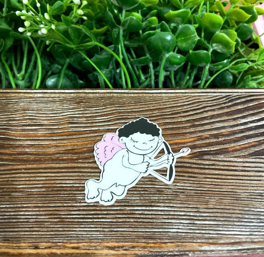 Cupid with Bow and Arrow, Die Cut Vinyl Sticker, Boho Fun, Water Resistant, Valentine's Day, February |Sticker or Magnet