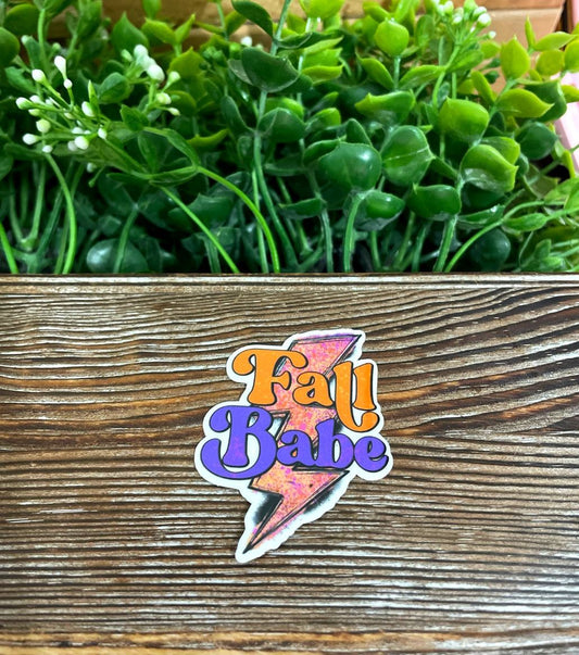 Fall Babe, Die Cut Vinyl Sticker, Boho Fun, Water Resistant, Halloween Fall, Lightning Bolt |Sticker or Magnet