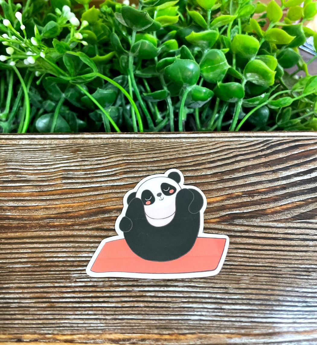 Panda Bear Yoga, Die Cut Vinyl Sticker, Water Resistant, Stretching Meditation, Namaste |Sticker or Magnet