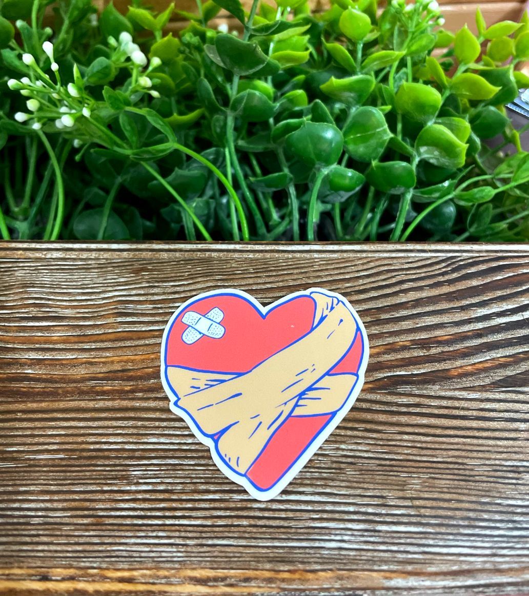 Bandaged Red Heart |Lightweight Vinyl Sticker or Magnet |Refrigerator Fridge Car |Heartbreak Broken |Break Up Loss |Congenital Defect |Sticker or Magnet