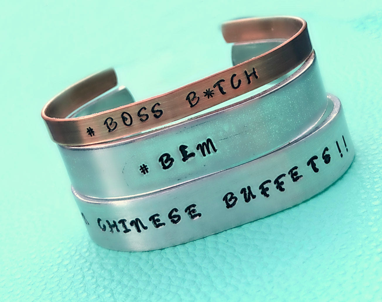 Stackable Hand Stamped Bracelet Cuffs-Handmade by Marlayna