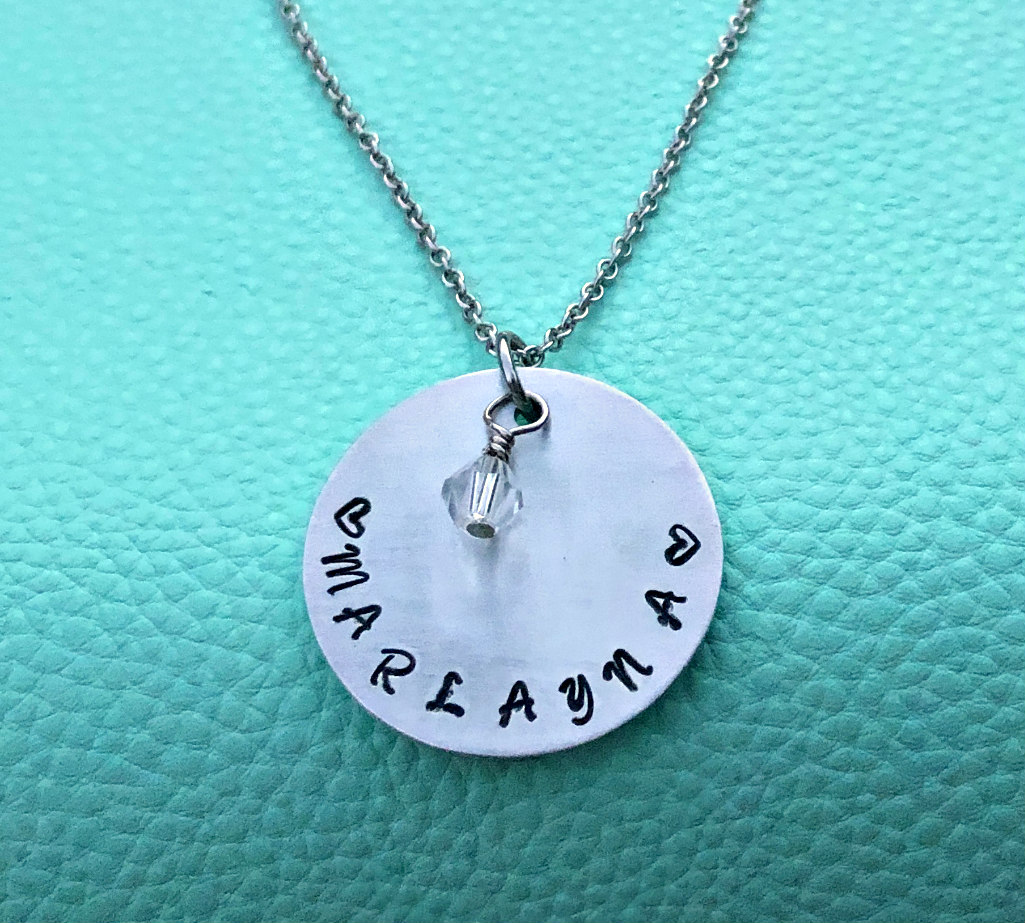 Hand Stamped Name Necklace-Handmade by Marlayna