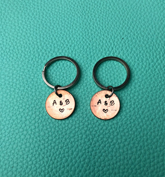 1st Anniversary Key Chain Set-Handmade by Marlayna