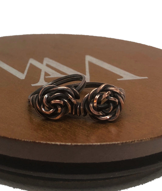 Wire Wrapped Twisted Copper Rose Ring - Handmade by Marlayna