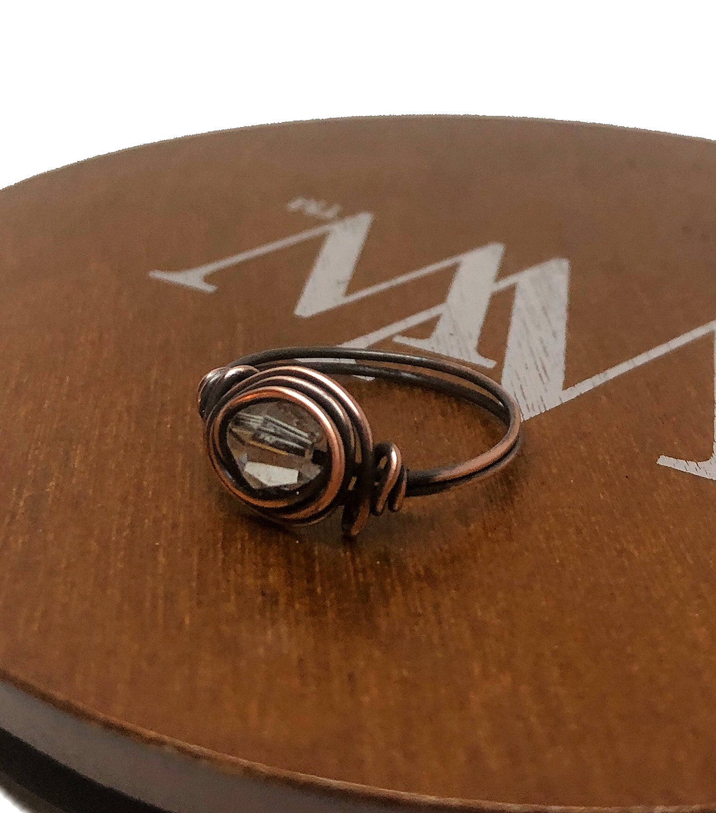 Wire Wrapped Copper Birthstone Crystal Ring - Handmade by Marlayna