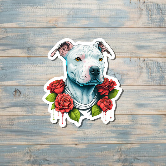 Pitbull Sticker Flowers |Lightweight Vinyl Sticker or Magnet |Boho Fun |Refrigerator Fridge Car |Dog Mom Animal Lover |Pet Breed |Sticker or Magnet