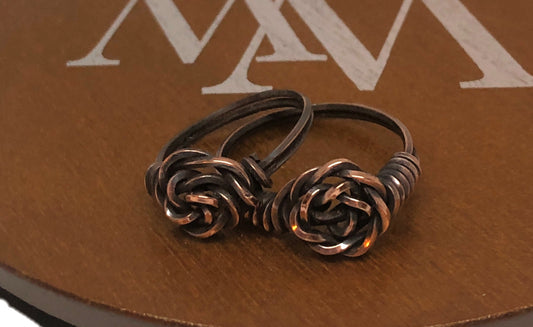 Wire Wrapped Twisted Copper Rose Ring - Handmade by Marlayna