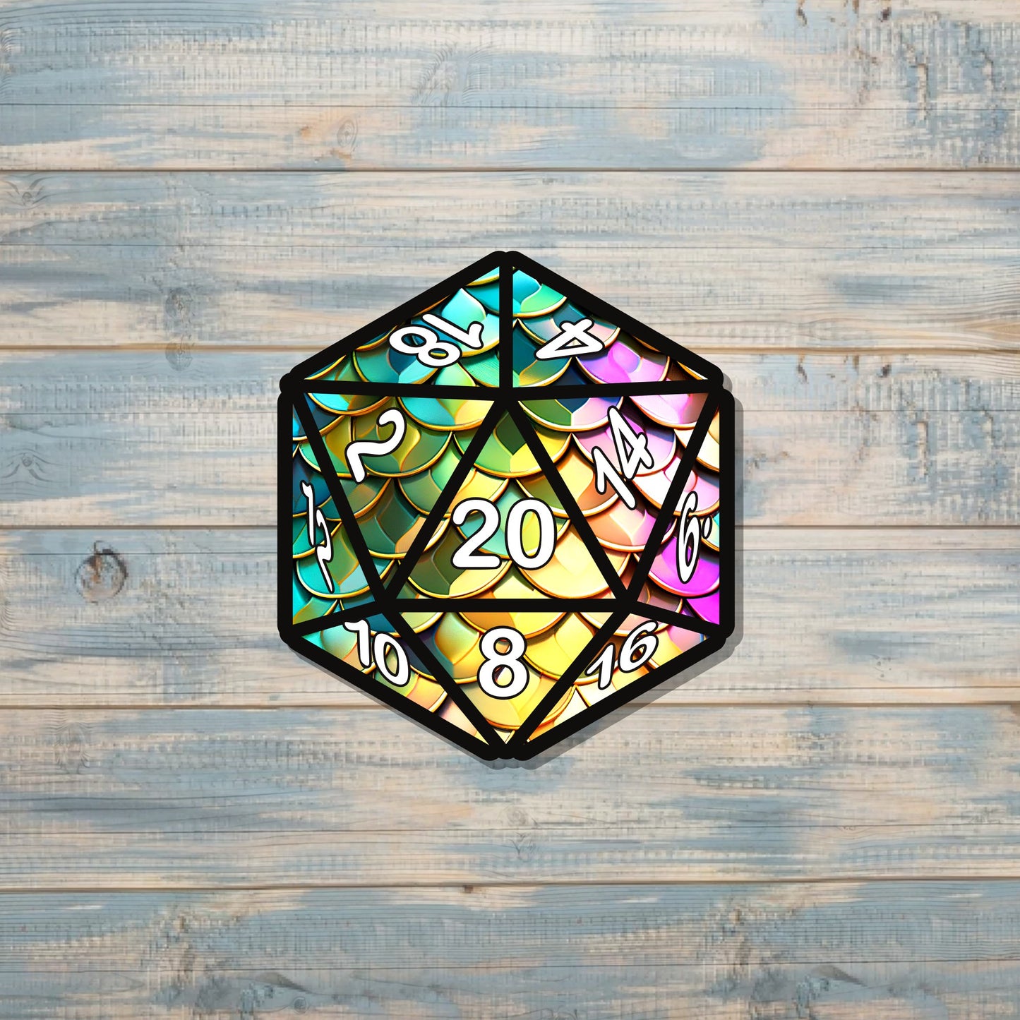 One D20 Sticker, Gaming Dice, Die Cut Vinyl, Gift for Gamer, DND RPG, Role Playing Decal, Tabletop Board Games, Laptop Sticker |Sticker or Magnet