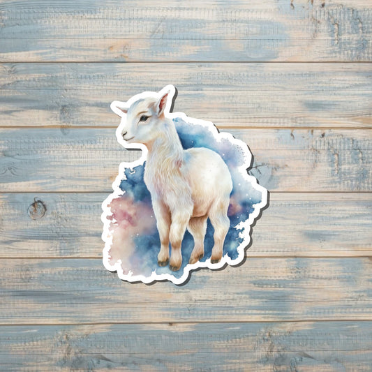 Baby Goat Watercolor, Die Cut Vinyl Sticker, Water Resistant, Farm Life, Love Animals, Barn Yard Mini |Sticker or Magnet