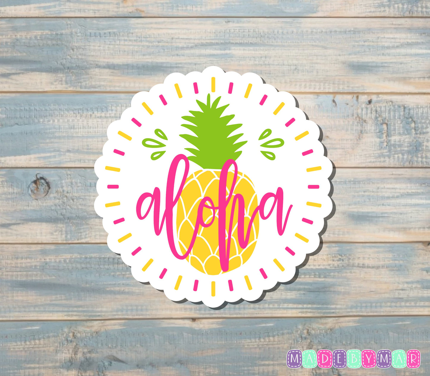 Aloha Pineapple Sticker, White |Sticker or Magnet