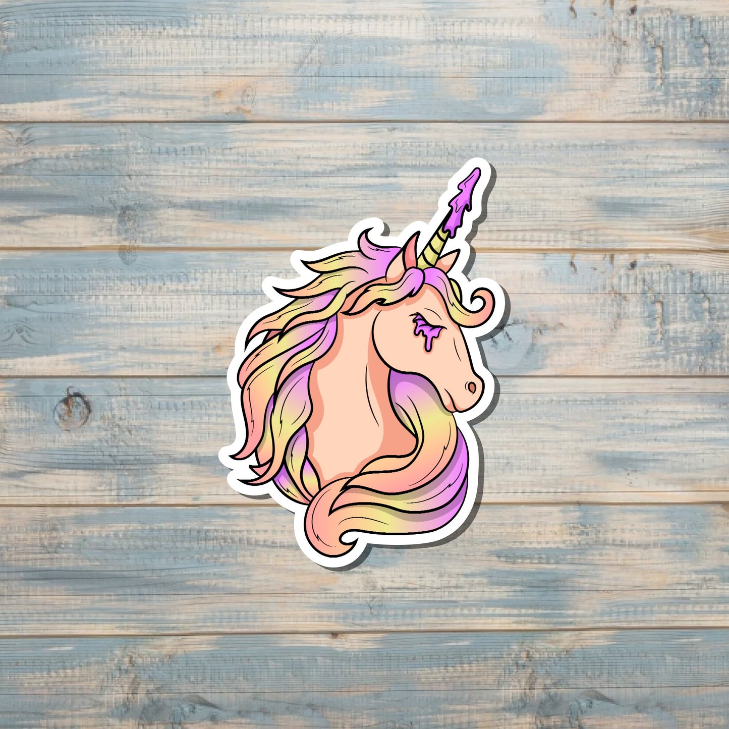 Pastel Emo Unicorn Sticker |Refrigerator Magnet | Fridge Car |Fantasy Mythical Creature |Gift for Girl |Sticker or Magnet