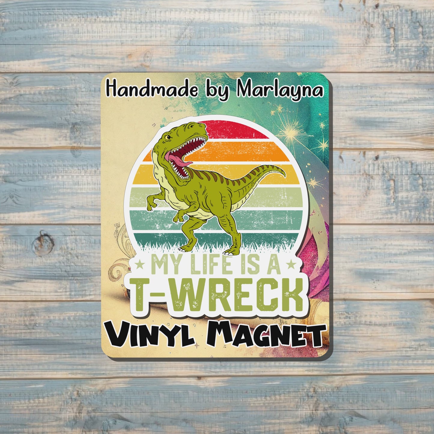 Watercolor Green Dinosaur, Die Cut Sticker, Graphic Art Sticker, Vinyl, |Sticker or Magnet