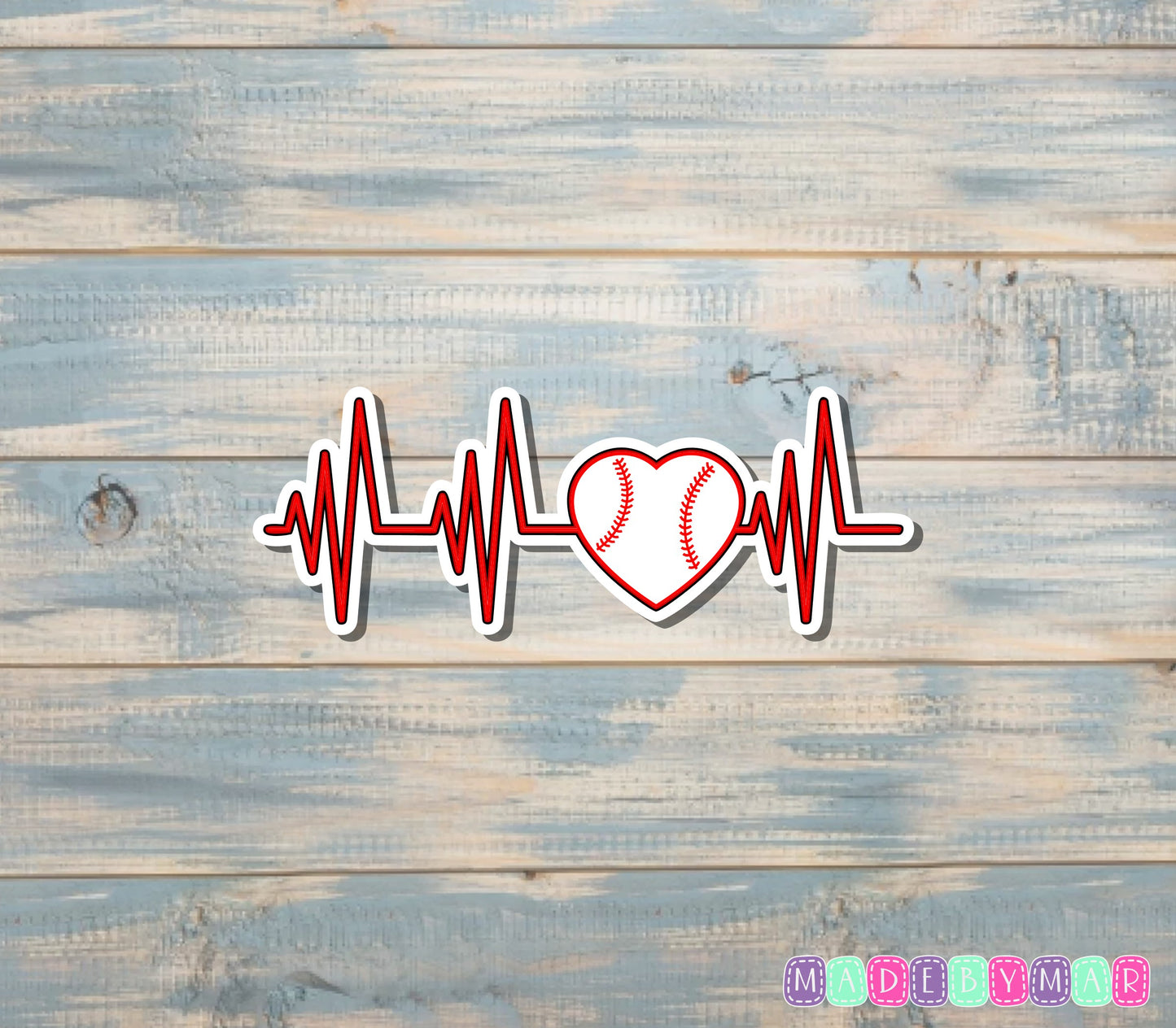 Baseball Heartbeat Sticker |Sticker or Magnet