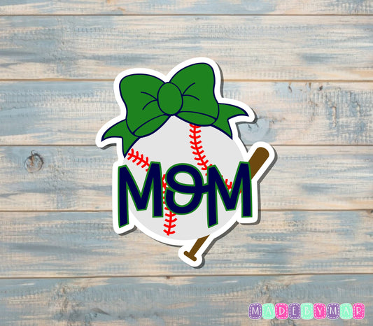 Baseball Mom Sticker, Ball and Bat |Sticker or Magnet