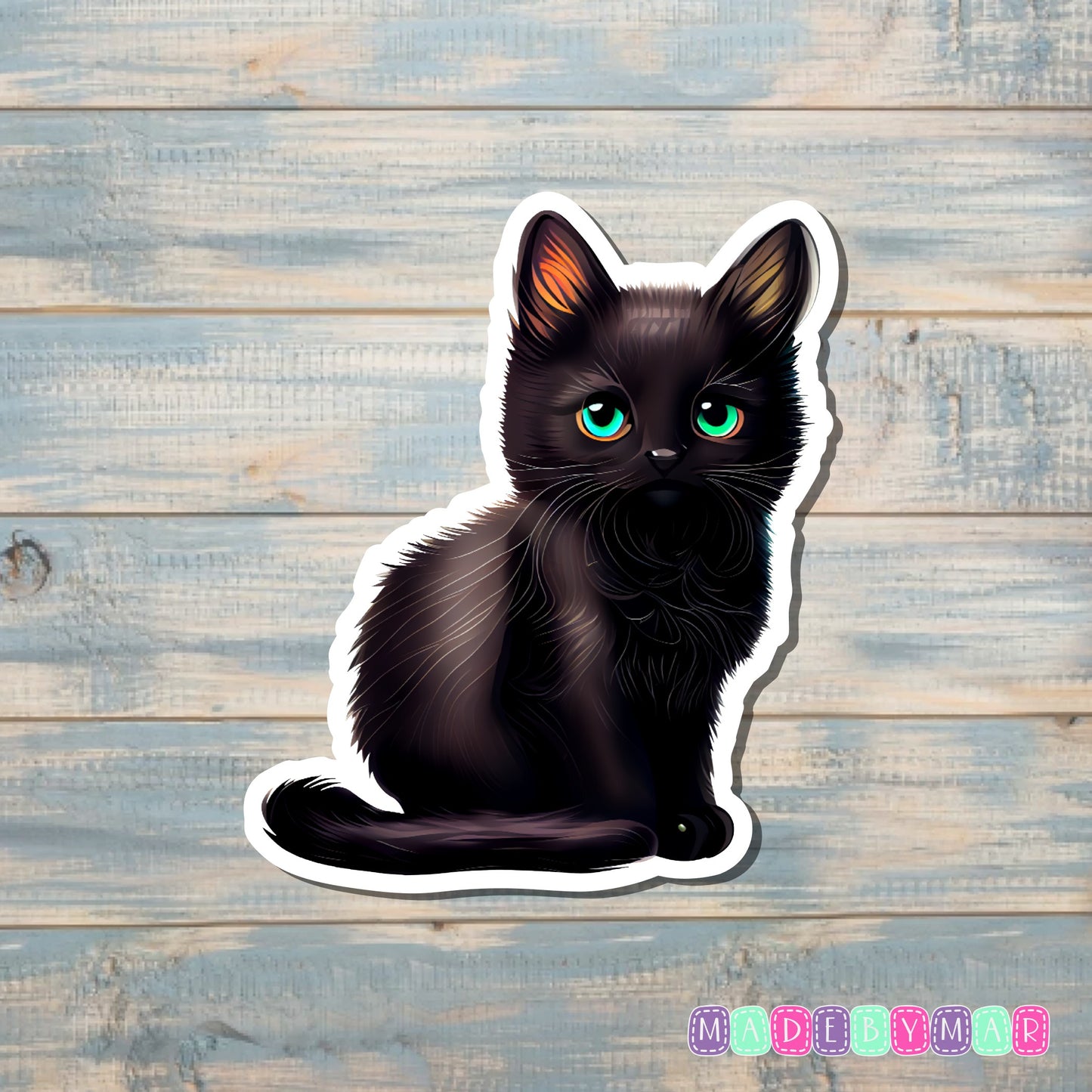 Black Kitty Cat | Sticker or Magnet | Cat Mom