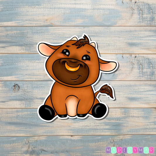 Cute Brown Bull Sticker |Sticker or Magnet