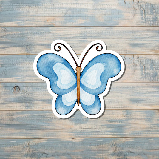 Watercolor Blue Butterfly Sticker, Graphic Art Sticker |Sticker or Magnet