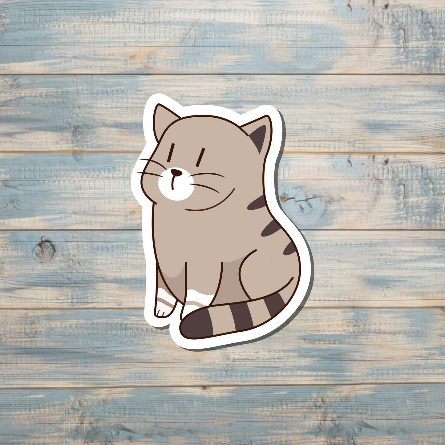 Grey and White Cat, Die Cut Sticker, Graphic Art Vinyl, , Boho Fun |Sticker or Magnet