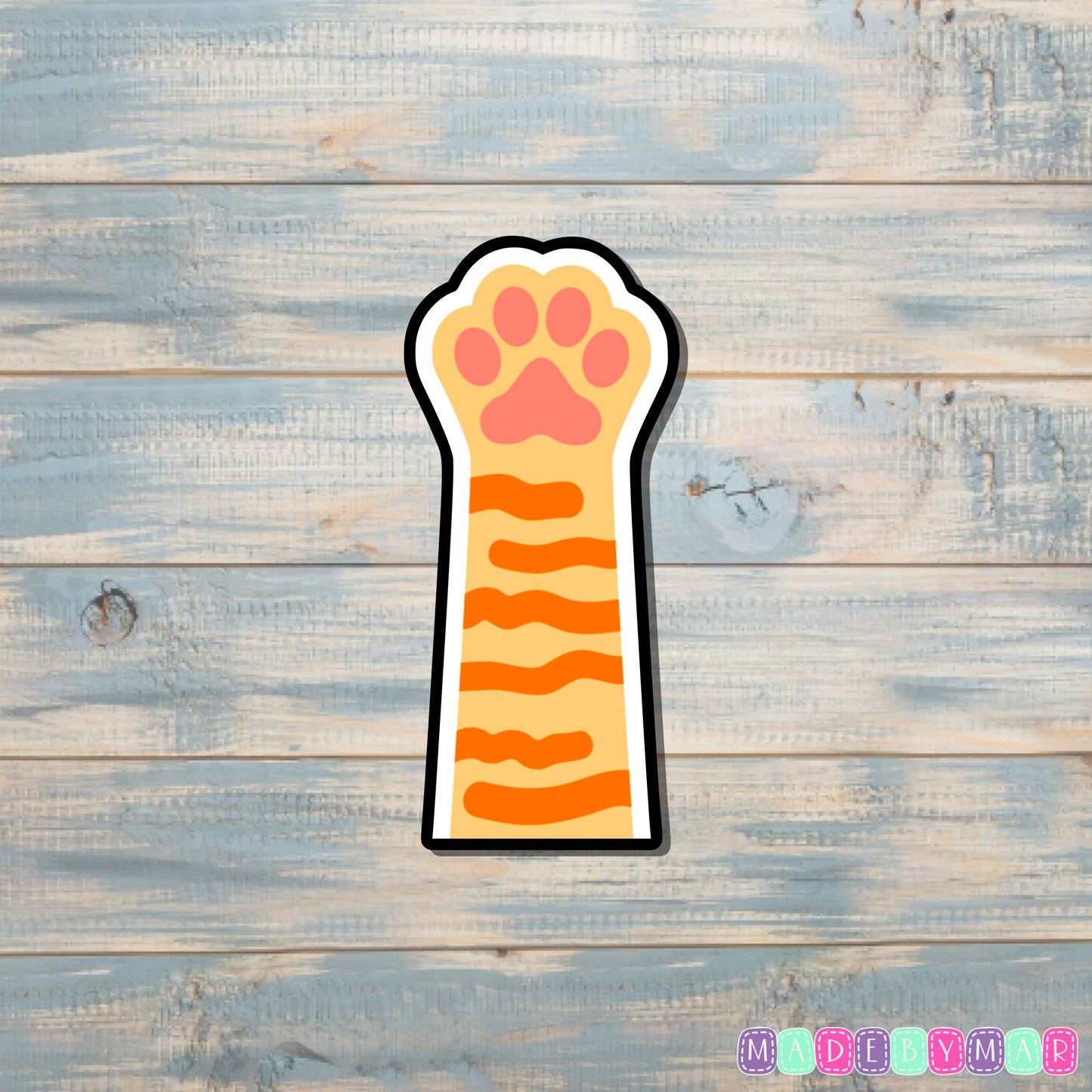 Orange Stripes Cat Paw Sticker |Sticker or Magnet