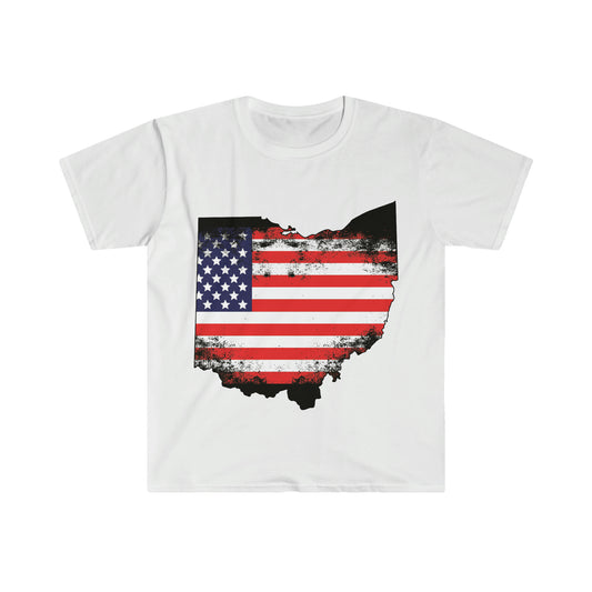 Ohio T-Shirt, Unisex Softstyle T-Shirt, USA Flag