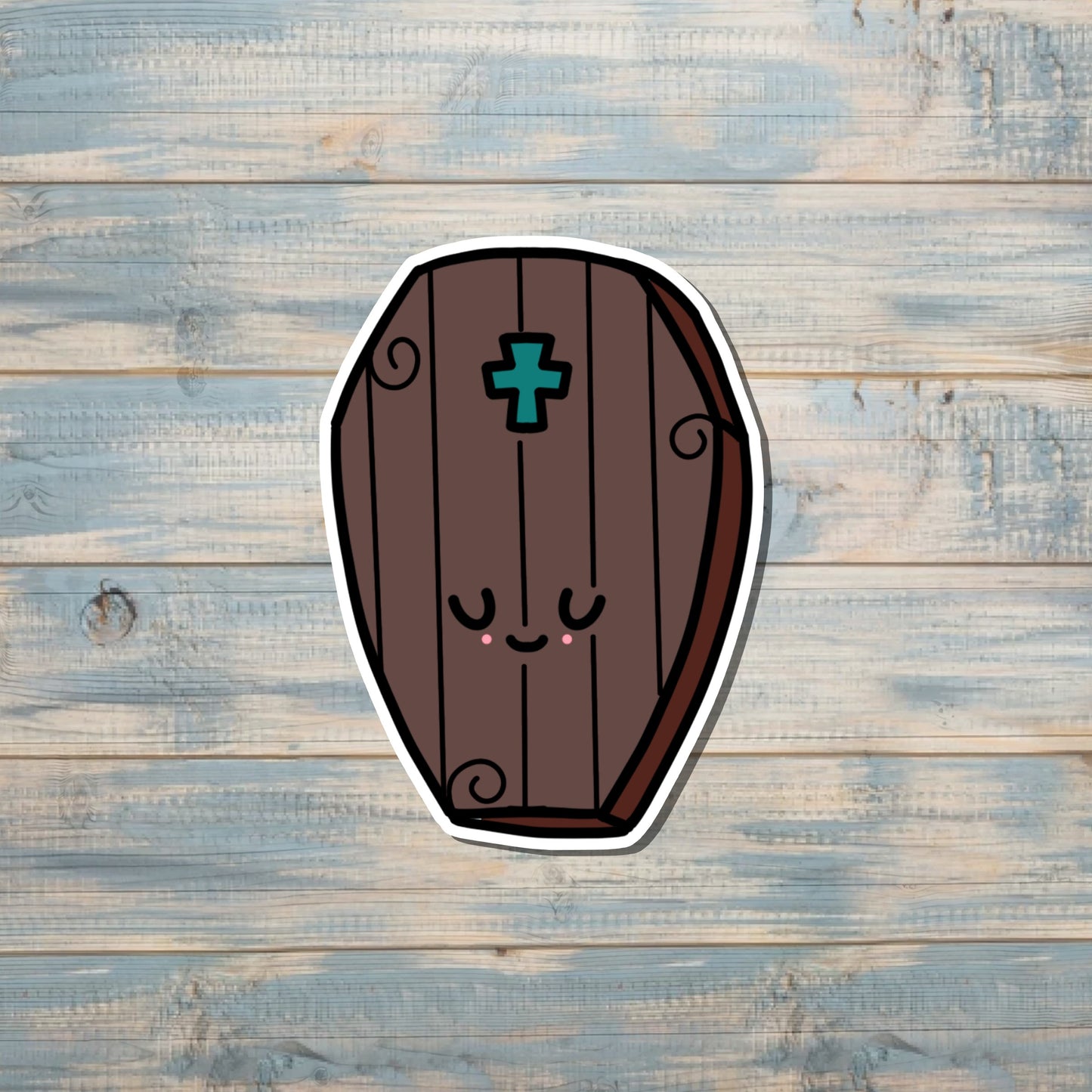 Kawaii Coffin, Die Cut Sticker, Graphic Art Vinyl, , Boho Fun |Sticker or Magnet