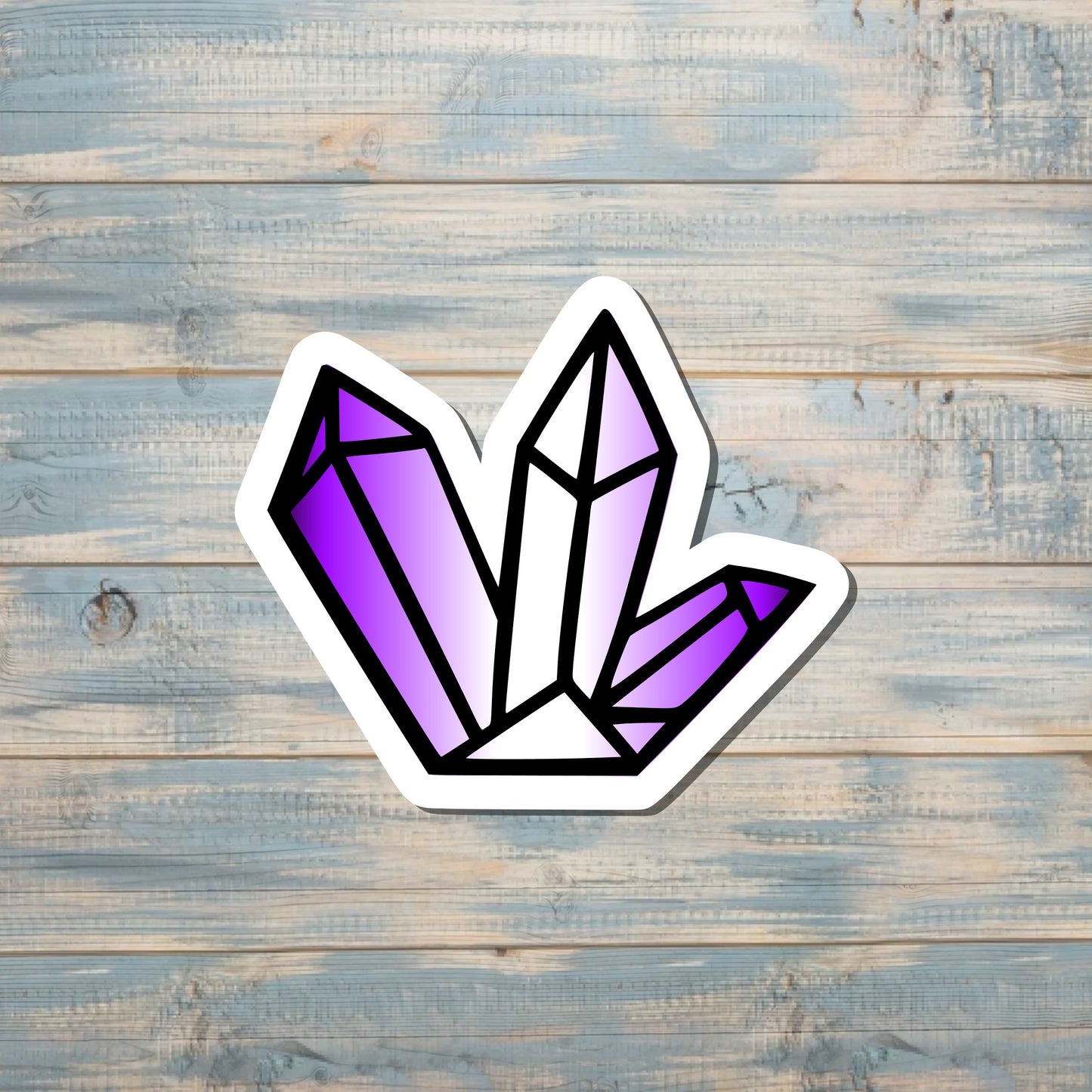 Purple and White Crystal Cluster Sticker, Graphic Art Sticker, Vinyl, |Sticker or Magnet