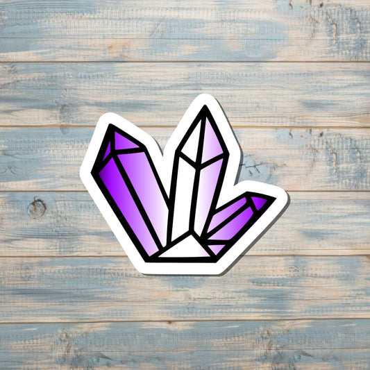 Purple and White Crystal Cluster Sticker, Graphic Art Sticker, Vinyl, |Sticker or Magnet