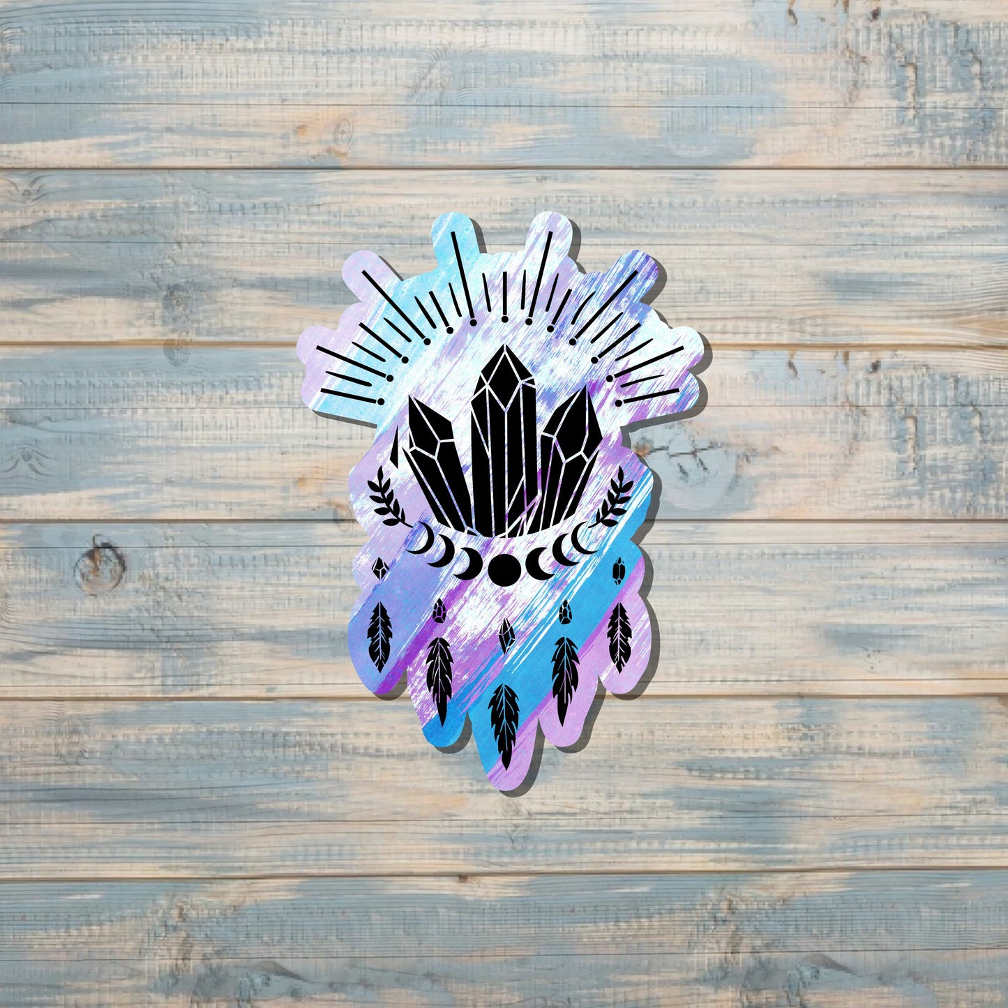 Crescent Moon Sticker, Crystals Sticker |Sticker or Magnet