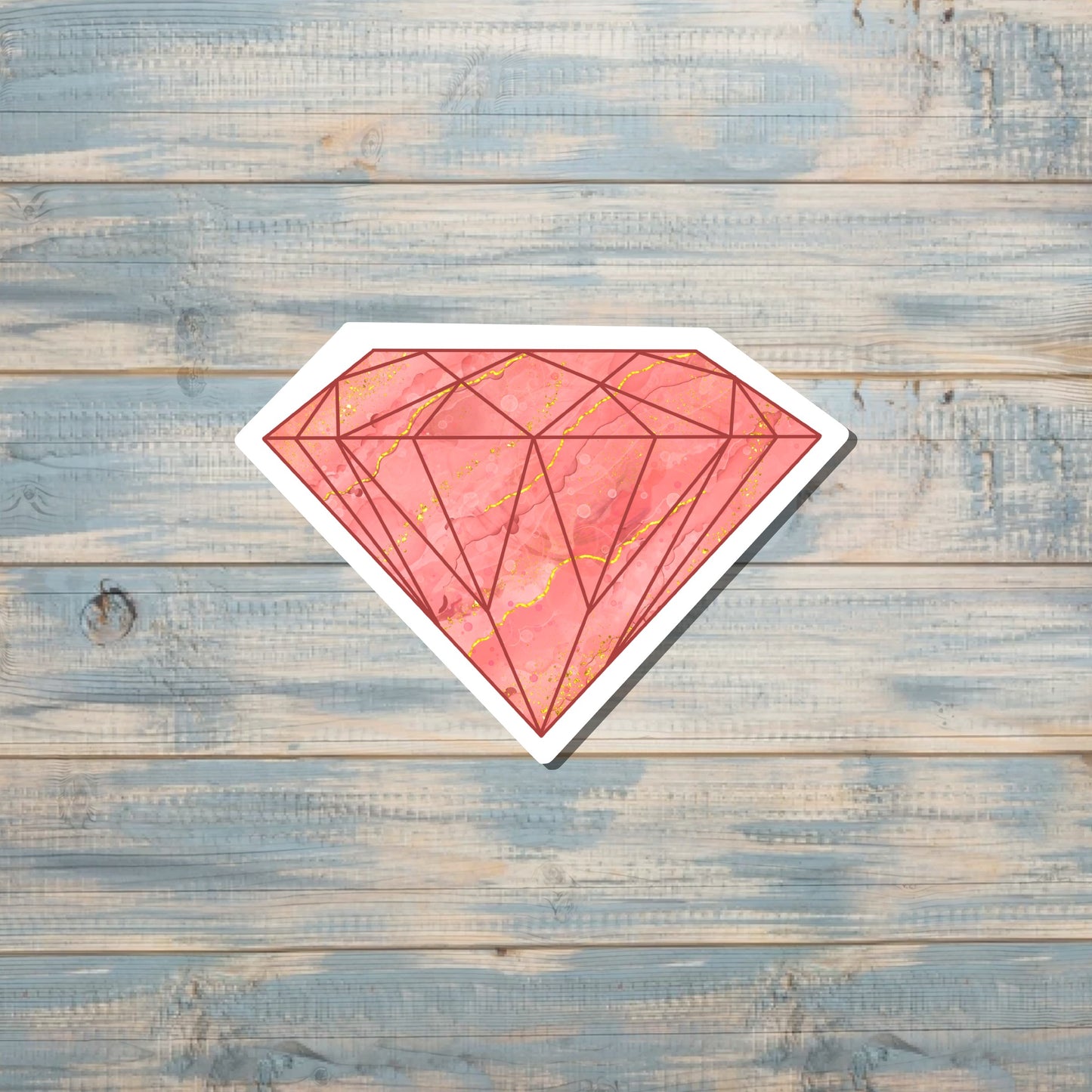 Pink Crystal Gemstone, Die Cut Sticker, Graphic Art Vinyl, , Boho Fun |Sticker or Magnet