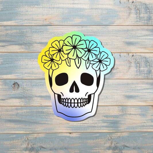 Floral Skull, Die Cut Vinyl Sticker, , Boho Fun, Water Resistant |Sticker or Magnet