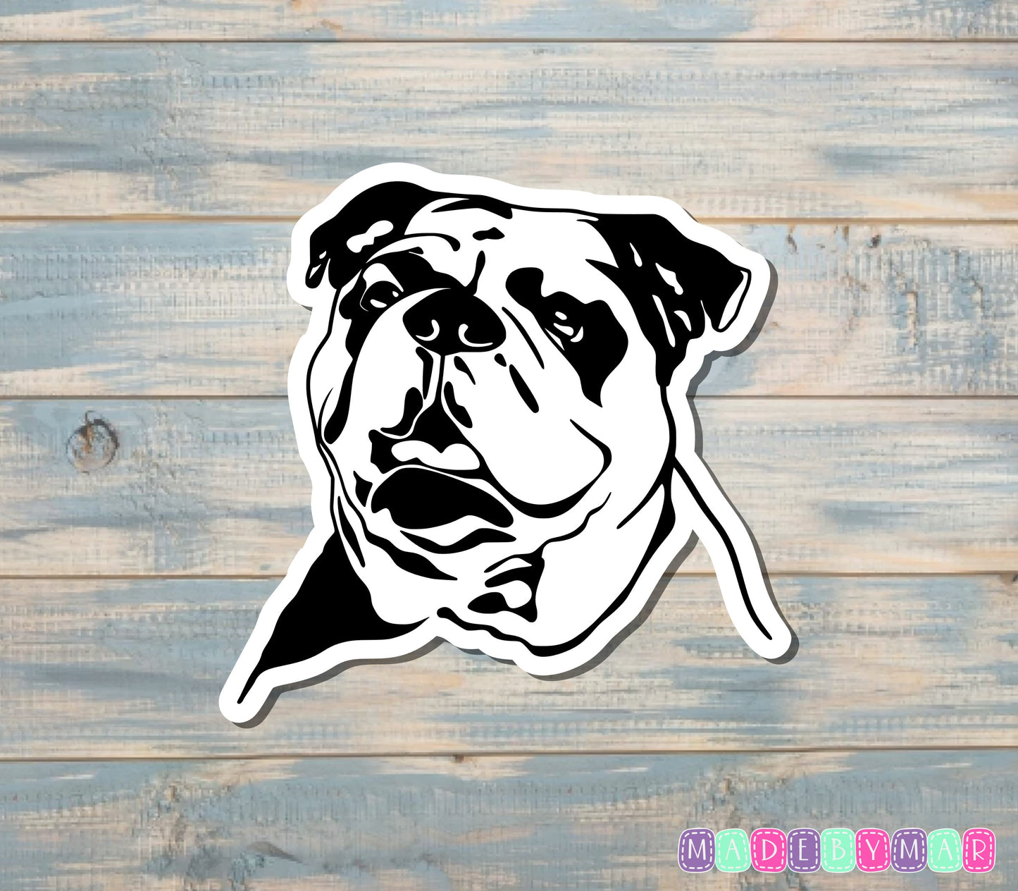 Bulldog Sticker, Black and White |Sticker or Magnet