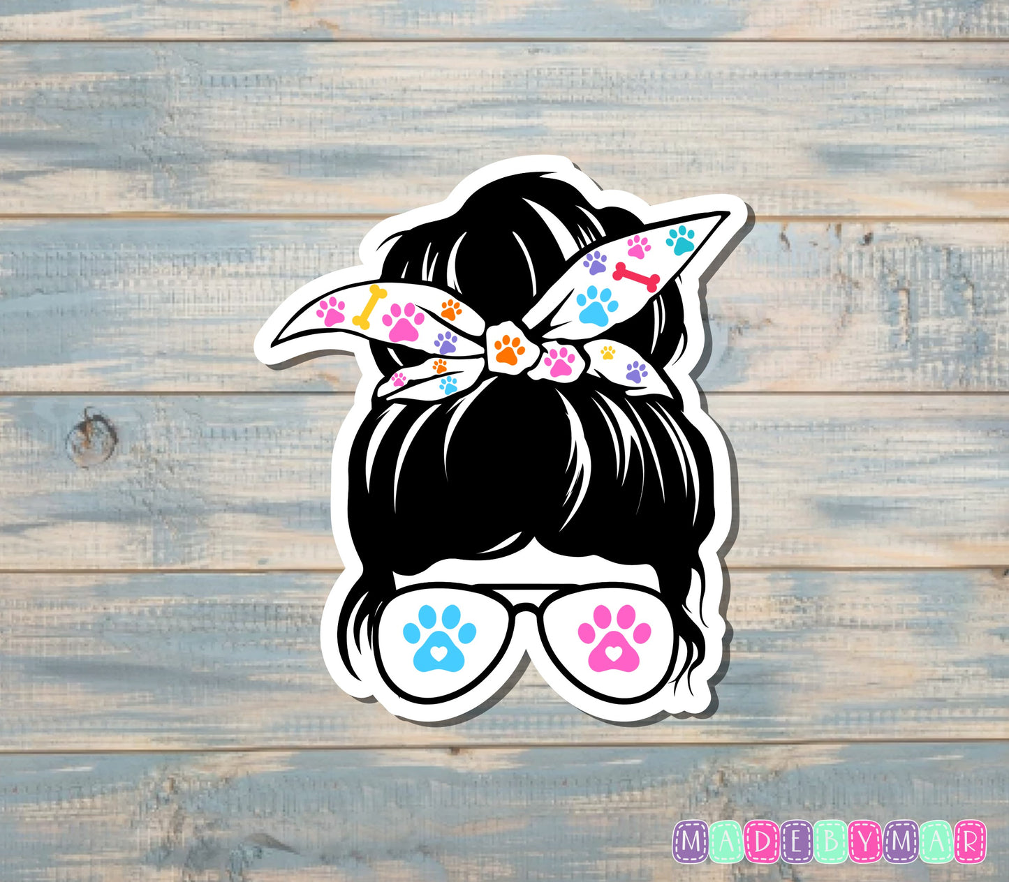 Messy Bun Dog Mom Sticker |Sticker or Magnet