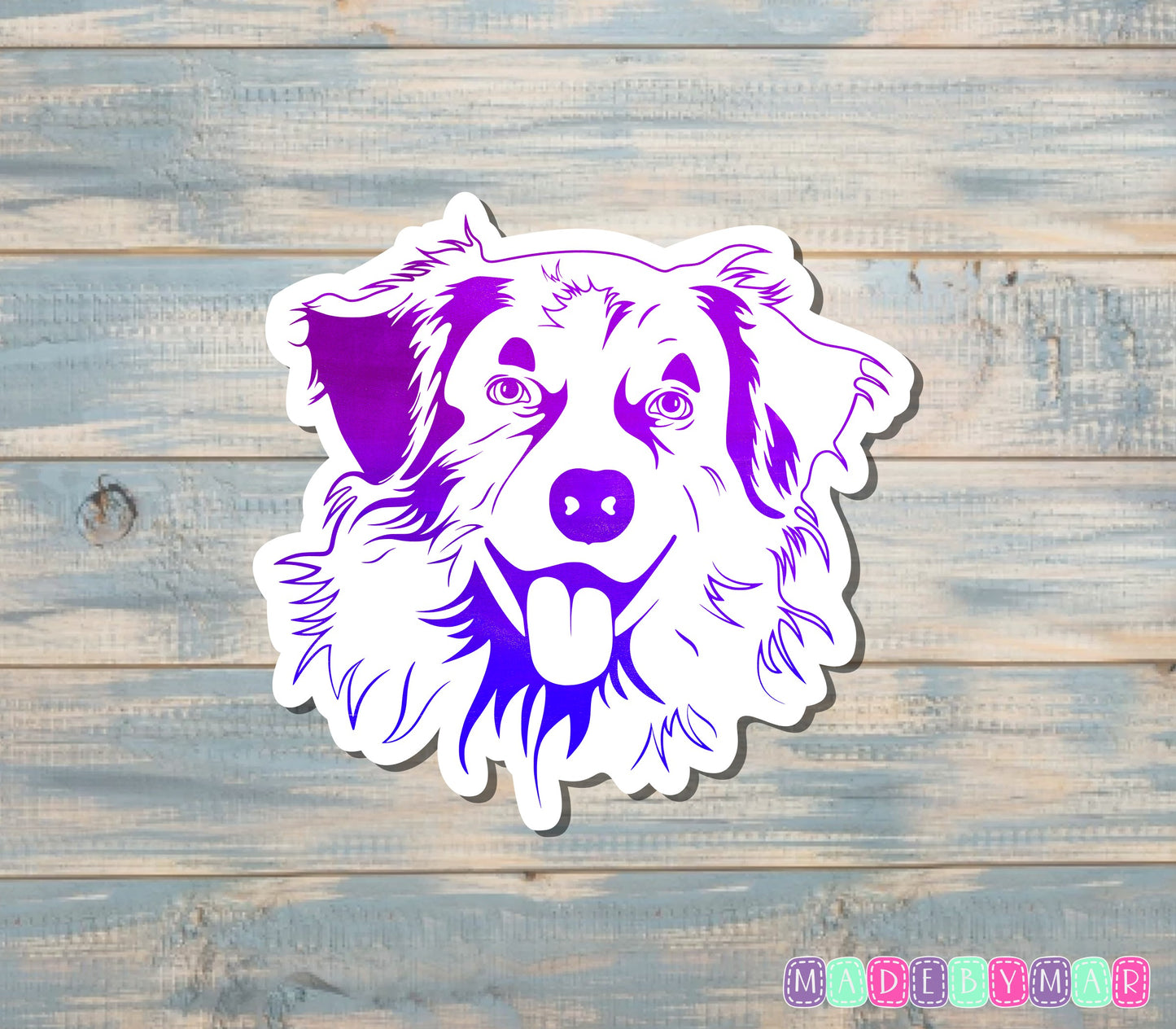 Australian Shepherd Dog Sticker, Purple |Sticker or Magnet