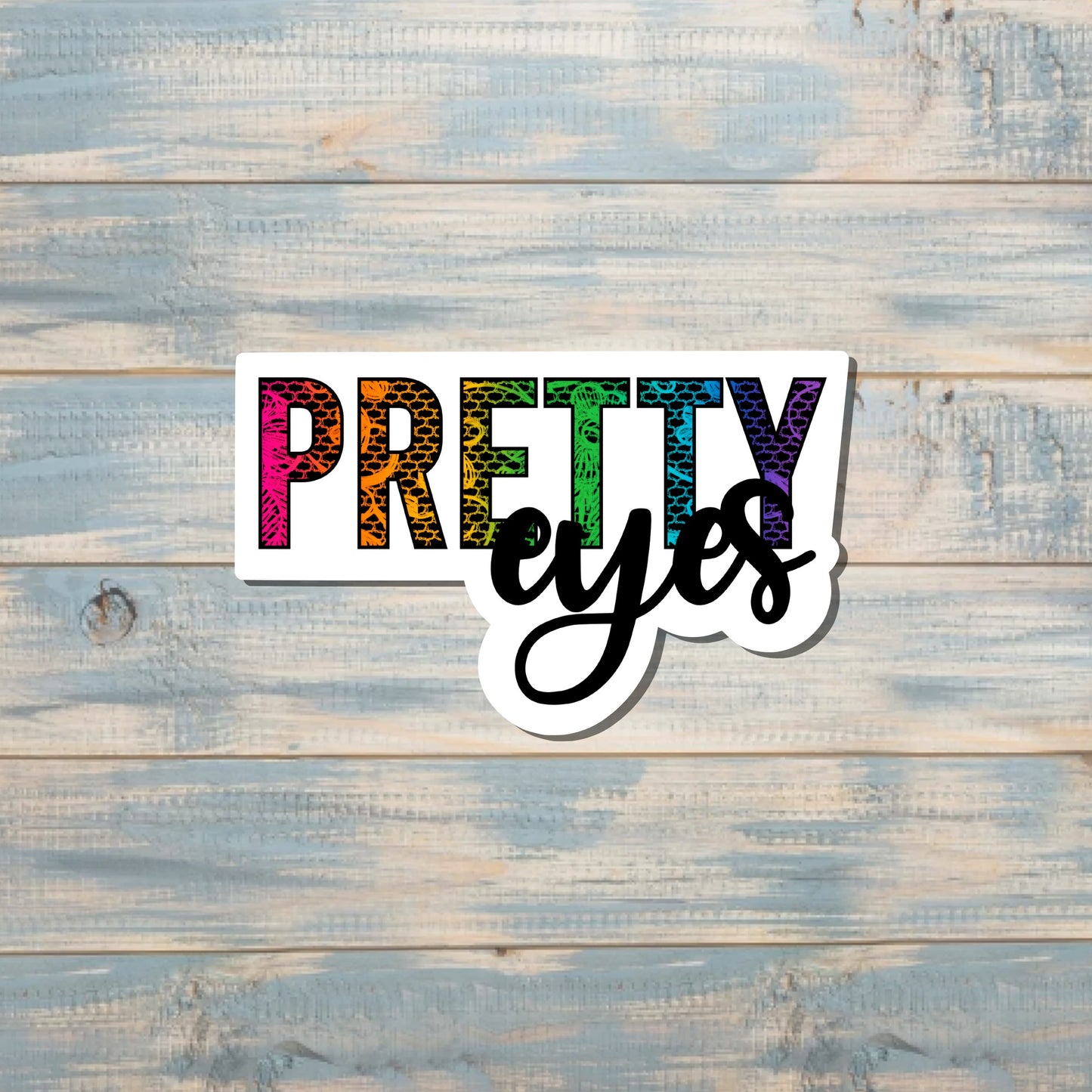 Pretty Eyes Bold Colors, Die Cut Vinyl Sticker, , Boho Fun, Water Resistant |Sticker or Magnet