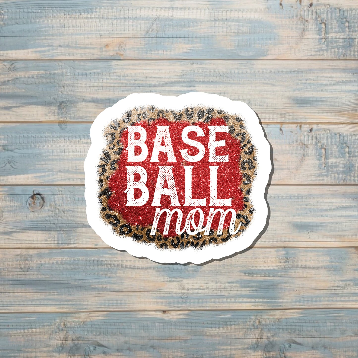 Baseball Mom Sticker, Cheetah Print, Die Cut Vinyl Sticker, Boho Fun, Water Resistant |Sticker or Magnet