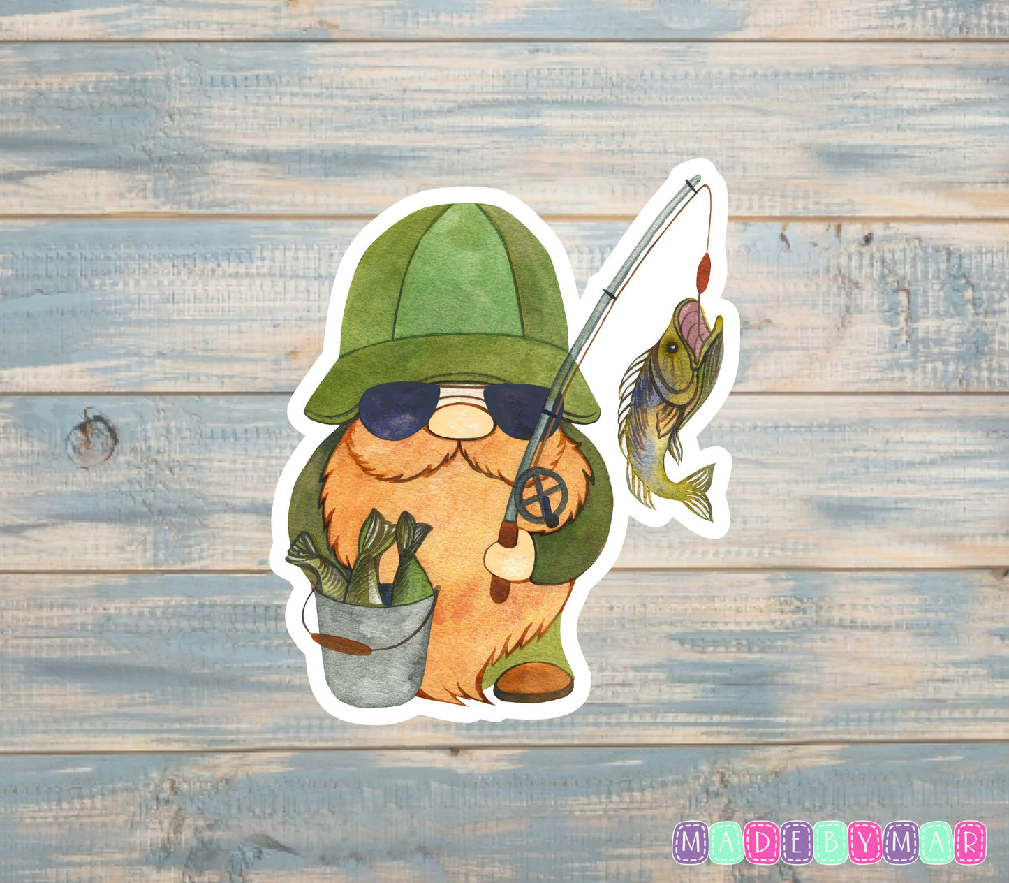 Fishing Gnome |Sticker or Magnet